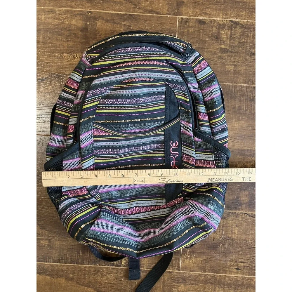 Dakine Striped Backpack Black Pink Yellow School Travel Laptop Bag Unisex
